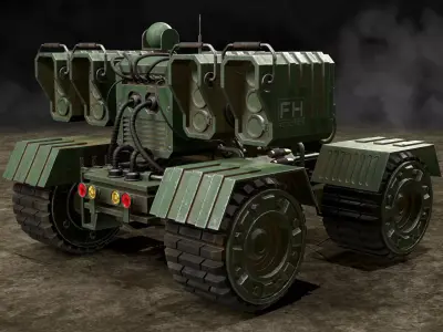 UGV Concept-3-Green-Dirty Low-poly 3D model