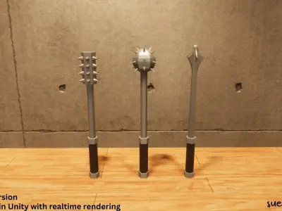 Maces - Lowpoly Textured and Colorbased Low-poly 3D model