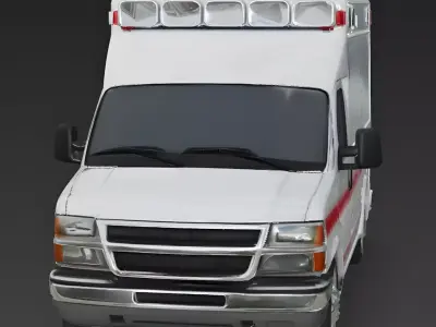 Realistic Emergency Ambulance 3D Model Low-poly 3D model