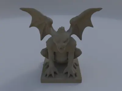 Engraved Stone Gargoyle 3D model