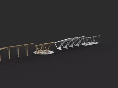 Carport Car Metall set 3D model