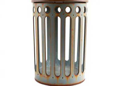 Rustic Metal Trash Can D Model Pack Low-poly 3D model