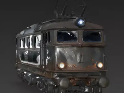Realistic Vintage Electric Locomotive 3D Model Low-poly 3D model