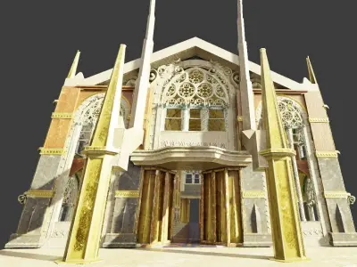 medival cathedral or throne room Low-poly 3D model