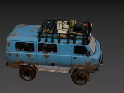 23- Chinese Style Scene - Outdated Bus 3D model