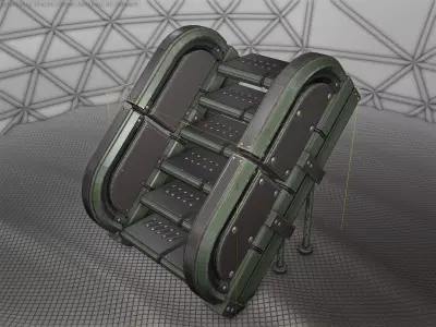 Sci-Fi Stairs - 32 - Green Version Low-poly 3D model