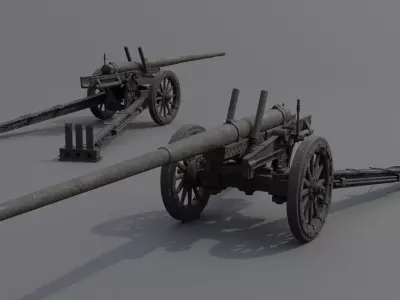Experimental 10cm AT Gun Low-poly 3D model
