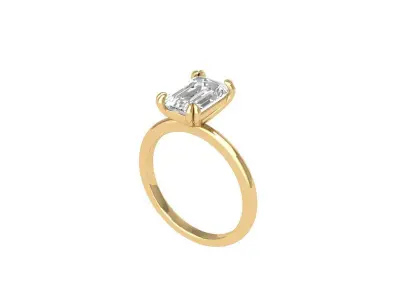 Emerald Solitaire Ring 3D print model 11