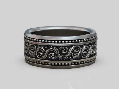 Vintage Baroque Band Ring 3D print model