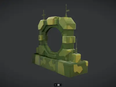 military sci-fi portal structure with console 3D model