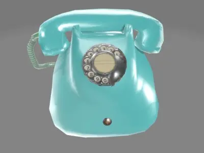 Green Retro Dial Phone  Low-poly 3D model