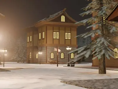 Snowy City Lights 3D model