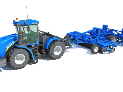 New Holland Tractor with Disc Harrow 3D model