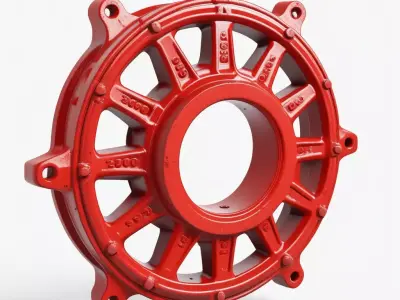 Industrial Red Cast Metal Component 3D model