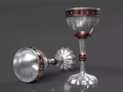 CHALICE-SILVER pair of silver goblets Low-poly 3D model