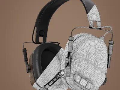 Military Headset Low-poly 3D model