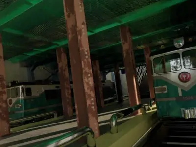 Train Station or Subway Scene in Blender   Low-poly 3D model