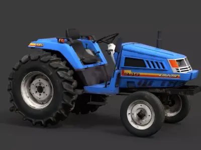 Japanese Iseki TU240 Tractor Game-Ready 3D Model Low-poly 3D model
