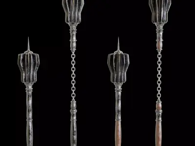 Iron Mace with Wooden Handle 3D model