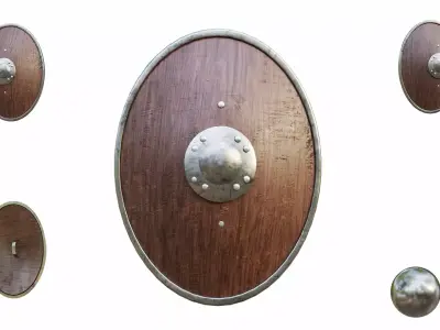 Medival Wooden Shield  Low-poly 3D model