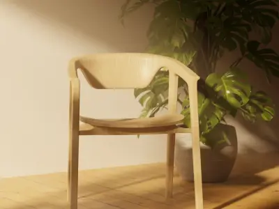 Wooden Chair furniture decoration PBR Free 3D model