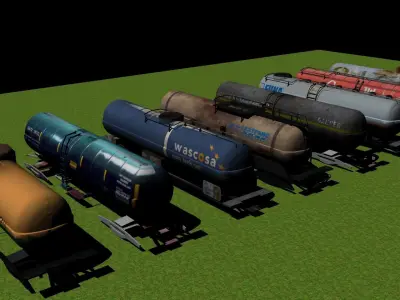 Oil Trains Low-poly 3D model