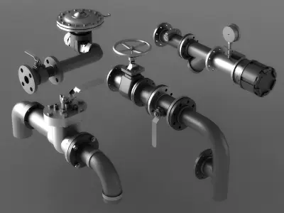 pipe pipes industrial low poly pipeline valve game 3D model by smallyueyue