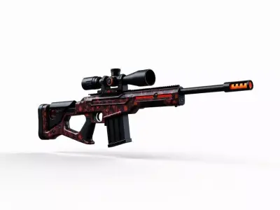 Inferno Camouflage Sniper Rifle 3D Model Elite Black Ops Low-poly 3D model