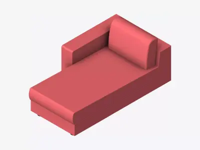 Seat - Sofa - Simplicity - Comfort - Chaise - One Arm Low-poly 3D model