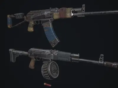 Saiga two weapons Low-poly 3D model