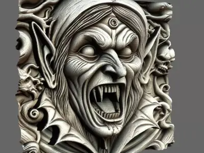 STL Vampire Halloween stlbasrelief basrelief 3D model