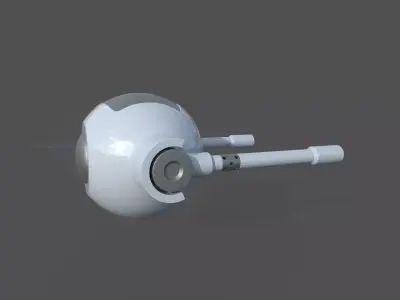 Rigged Lowpoly Mech Spherical Fighter Drone Low-poly 3D model