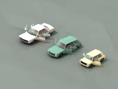 Stylized cartoon vehicle with interior  Free low-poly 3D model