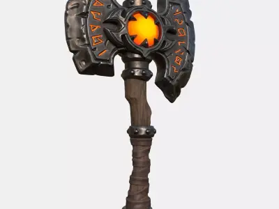 Stylized Fantasy Rune Axe - Game Ready Low Poly Low-poly 3D model