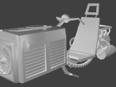 Low Poly Scooter motorcycle with air conditioning unit Free low-poly 3D model