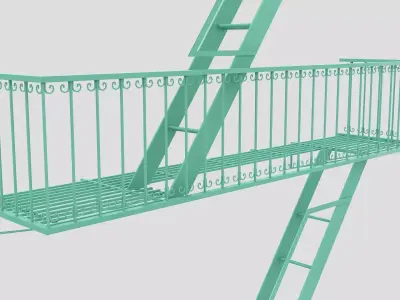 Emergency Fire Escape Stairs 3d model Low-poly 3D model