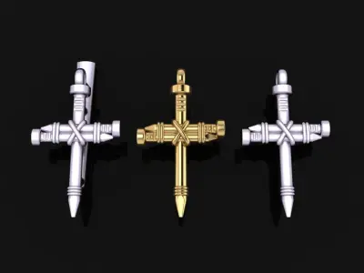Rustic style Nail Cross Pendant Large Size 3D print model
