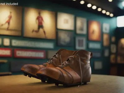 Vintage Leather Football Boots Fur 3D model
