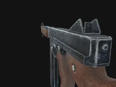 Thompson wooden gun Low-poly 3D model