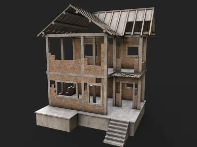 Building Construction and Scaffolding Low-poly 3D model