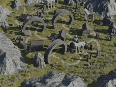 Ancient Ruins With Arches 3D model
