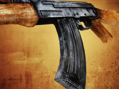 AK47 Assault rifle low poly  Low-poly 3D model