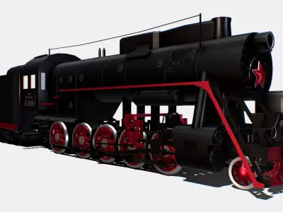 Animated Freight Steam Locomotive L-3055 Low-poly 3D model