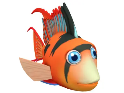Bolivian Butterfly Fish Cartoon Animated Low-poly 3D model