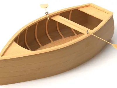 Wooden Rowboat 02 3D model