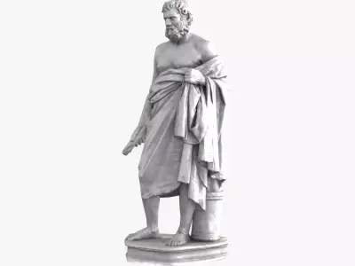 Greek Man Statue - Marble Low-poly 3D model