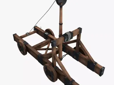 Medieval Catapult V01 Low-poly 3D model