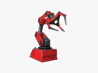 Robotic Hand A04 Red - Machinery Industrial Design Low-poly 3D model
