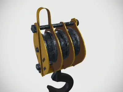 Triple Sheave Rope Pulley Block 3D model