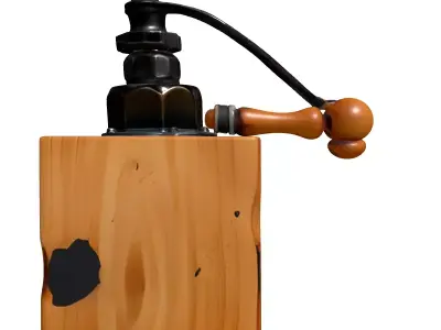 Vintage Wooden Coffee Grinder Low-poly 3D model